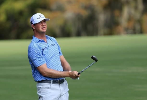Hudson Swafford plays a shot on the 16th hole during round one of the Sanderson Farms Championship at Country Club of Jackson on September 30, 2021...