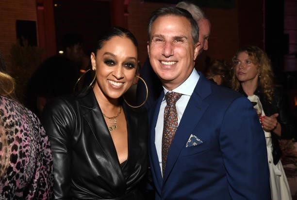 Tia Mowry and President and Chairman of A+E Networks Group Paul Buccieri attend Variety's Power of Women on September 30, 2021 in Los Angeles,...
