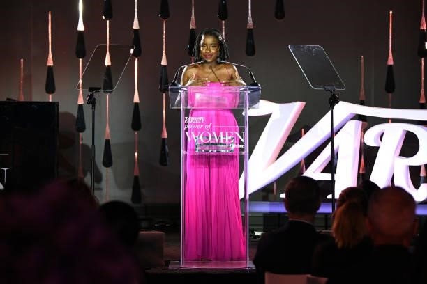 Amanda Gorman accepts an award onstage during Variety's Power of Women on September 30, 2021 in Los Angeles, California.