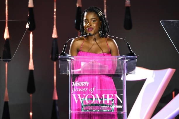 Amanda Gorman accepts an award onstage during Variety's Power of Women on September 30, 2021 in Los Angeles, California.