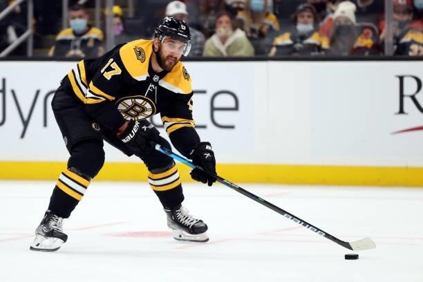 Nick Foligno of the Boston Bruins skates against the Philadelphia Flyers during the first period of the preseason game at TD Garden on September 30,...