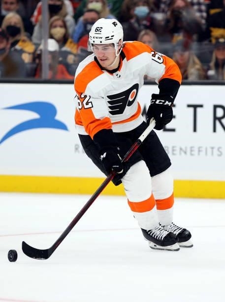 Nicolas Aube-Kubel of the Philadelphia Flyers skates against the Boston Bruins during the tbird period of the preseason game at TD Garden on...