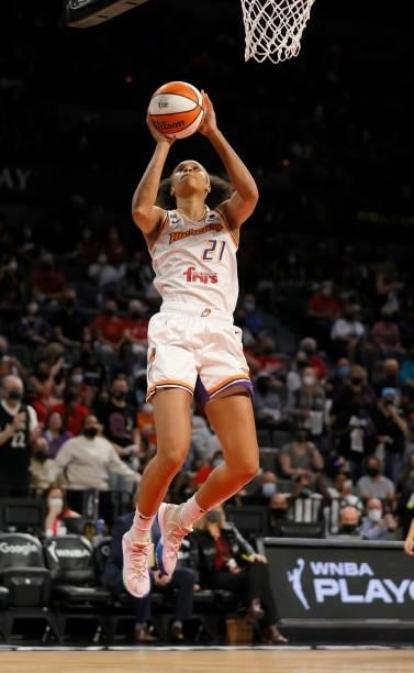 Brianna Turner of the Phoenix Mercury shoots against the Las Vegas Aces during Game Two of the 2021 WNBA Playoffs semifinals at Michelob ULTRA Arena...