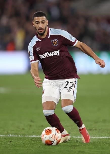 Said Benrahma of West Ham United in action during the UEFA Europa League group H match between West Ham United and Rapid Wien at Olympic Stadium on...