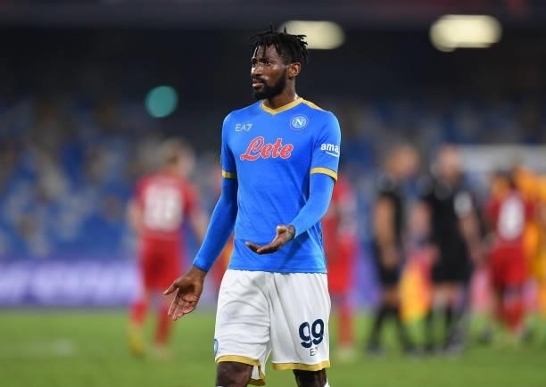 Andre Zambo Anguissa of SSC Napoli gestures during the UEFA Europa League group C match between SSC Napoli and Spartak Moskva at Stadio Diego Armando...