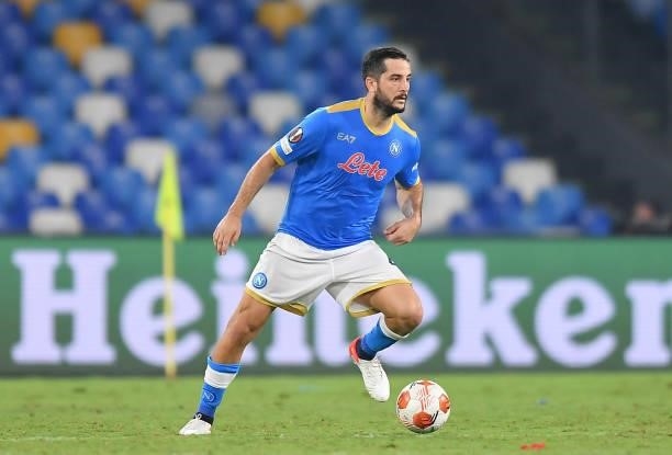 Konstantinos Manolas of SSC Napoli controls the ball during the UEFA Europa League group C match between SSC Napoli and Spartak Moskva at Stadio...