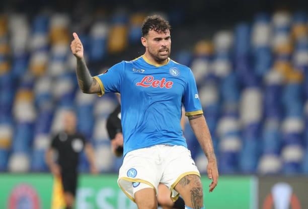Andrea Petagna of SSC Napoli gestures during the UEFA Europa League group C match between SSC Napoli and Spartak Moskva at Stadio Diego Armando...