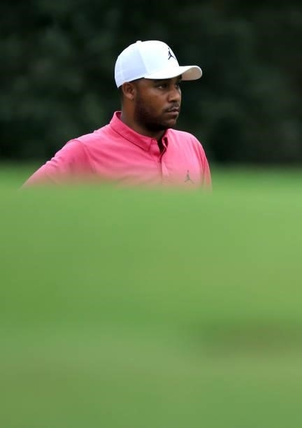 Harold Varner III waits to putt on the seventh green during round two of the Sanderson Farms Championship at Country Club of Jackson on October 01,...