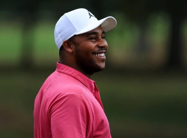 Harold Varner III walks from the fifth hole during round two of the Sanderson Farms Championship at Country Club of Jackson on October 01, 2021 in...