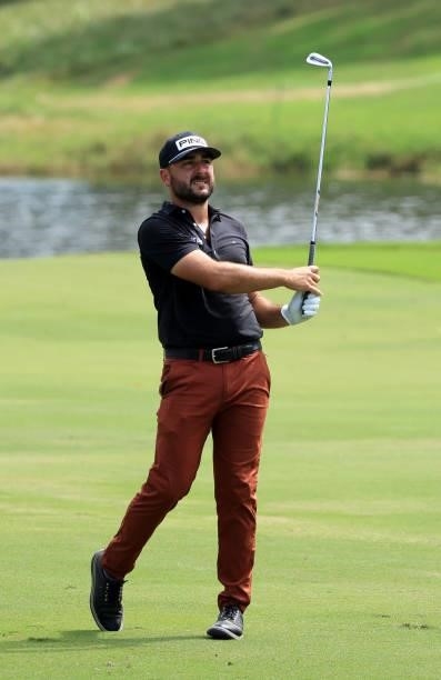 Stephan Jaeger of Germany plays his second shot on the eighth hole during round two of the Sanderson Farms Championship at Country Club of Jackson on...