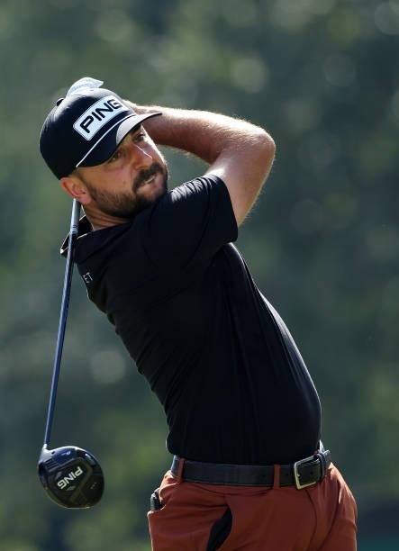 Stephan Jaeger of Germany plays his shot from the 18th tee during round two of the Sanderson Farms Championship at Country Club of Jackson on October...