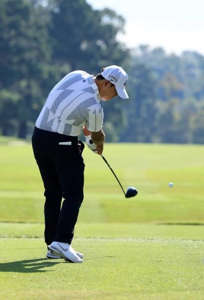 Si Woo Kim of Korea plays his shot from the second tee during round two of the Sanderson Farms Championship at Country Club of Jackson on October 01,...