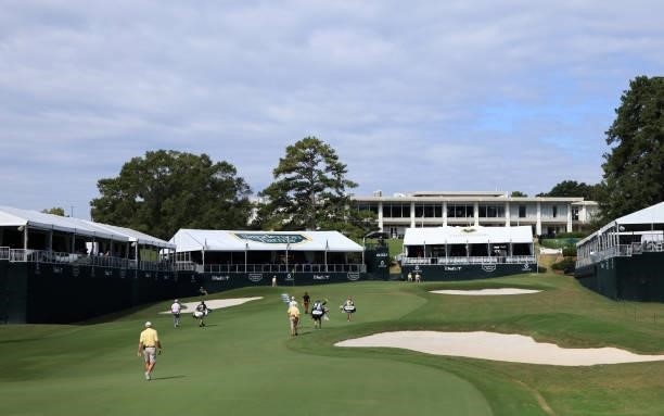 Scenic view of the 18th hole during round two of the Sanderson Farms Championship at Country Club of Jackson on October 01, 2021 in Jackson,...