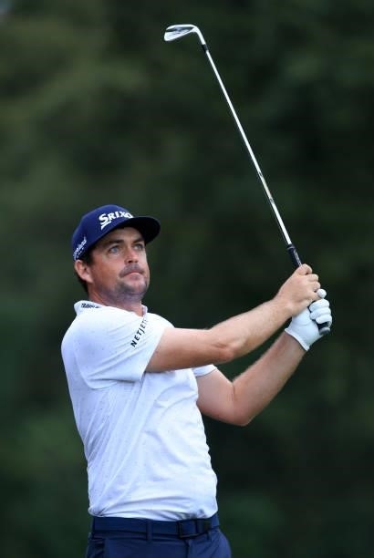Keegan Bradley plays his shot from the fourth tee during round two of the Sanderson Farms Championship at Country Club of Jackson on October 01, 2021...