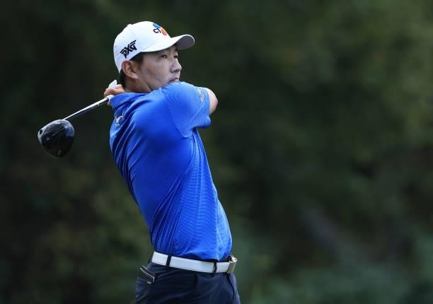 Sung Kang of Korea plays his shot from the 16th tee during round two of the Sanderson Farms Championship at Country Club of Jackson on October 01,...