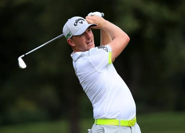 Matt Wallace of England plays his shot from the seventh tee during round two of the Sanderson Farms Championship at Country Club of Jackson on...