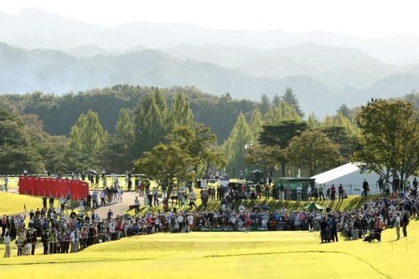 Erika Hara of Japan tees off on the 10th hole during the second round of the 54th Japan Women's Open Golf Championship at Karasuyamajo Country Club...