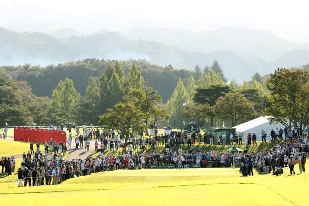 Mone Inami of Japan tees off on the 10th hole during the second round of the 54th Japan Women's Open Golf Championship at Karasuyamajo Country Club...