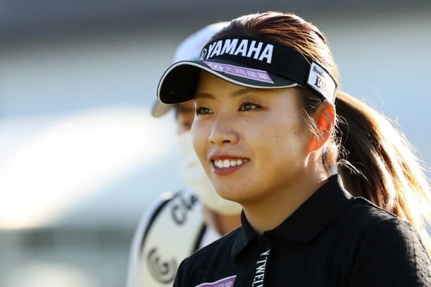 Maria Shinohara of Japan smiles on the 10th hole during the second round of the 54th Japan Women's Open Golf Championship at Karasuyamajo Country...