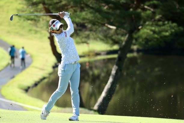 Teresa Lu of Chinese Taipei hits her second shot on the 12th hole during the second round of the 54th Japan Women's Open Golf Championship at...