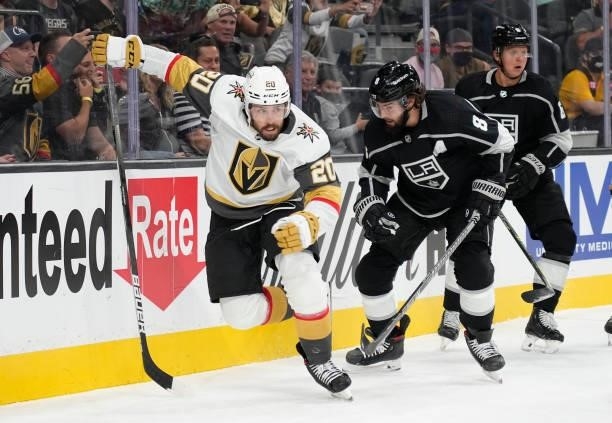 Chandler Stephenson of the Vegas Golden Knights skates during the first period against the Los Angeles Kings at T-Mobile Arena on October 01, 2021 in...