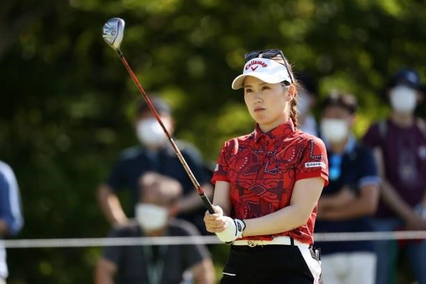 Yuna Nishimura of Japan is seen before her tee shot on the 4th hole during the second round of the 54th Japan Women's Open Golf Championship at...