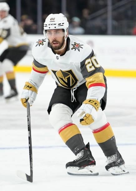 Chandler Stephenson of the Vegas Golden Knights skates during the third period against the Los Angeles Kings at T-Mobile Arena on October 01, 2021 in...