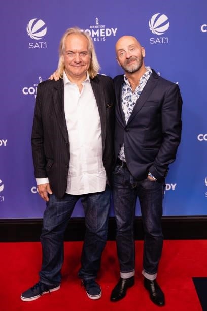 Jens Lindschau and Jon Flemming-Olsen attend the 25th annual German Comedy Awards on October 01, 2021 in Cologne, Germany.