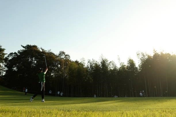 Momoko Osato of Japan hits her second shot on the 15th hole during the second round of the 54th Japan Women's Open Golf Championship at Karasuyamajo...