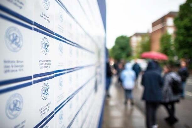 Detailed view of a fan wall celebrating 100 years at Loftus Road prior to the Sky Bet Championship match between Queens Park Rangers and Preston...