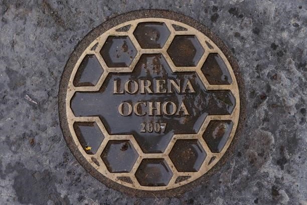 Plaque commemorating The Women's Open Championship win of Lorena Ochoa in 2007, the first Women's Open to be held at St Andrews, is seen on the...