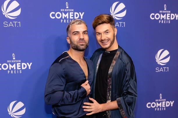 Rafi Rachek and Sam Dylan attend the 25th annual German Comedy Awards on October 01, 2021 in Cologne, Germany.