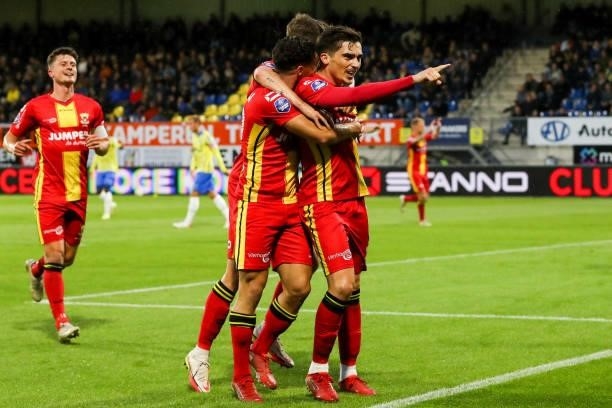 Inigo Cordoba of Go Ahead Eagles celebrates after scoring the first goal of the team during the Dutch Eredivisie match between RKC Waalwijk and Go...