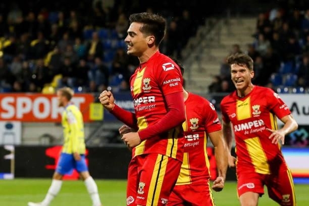 Inigo Cordoba of Go Ahead Eagles celebrates after scoring the first goal of the team during the Dutch Eredivisie match between RKC Waalwijk and Go...