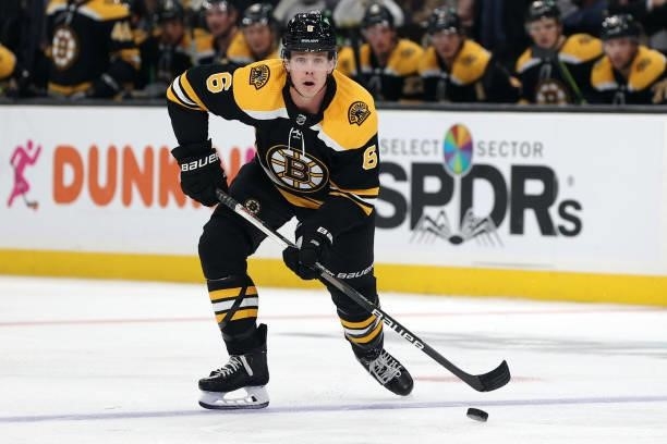 Mike Reilly of the Boston Bruins skates against the New York Rangers during the third period of the preseason game at TD Garden on October 02, 2021...