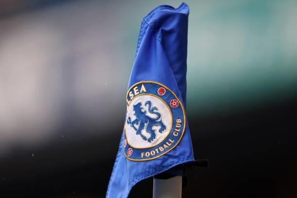 Detail of the Chelsea club crest on the corner flag during the Premier League match between Chelsea and Southampton at Stamford Bridge on October 02,...