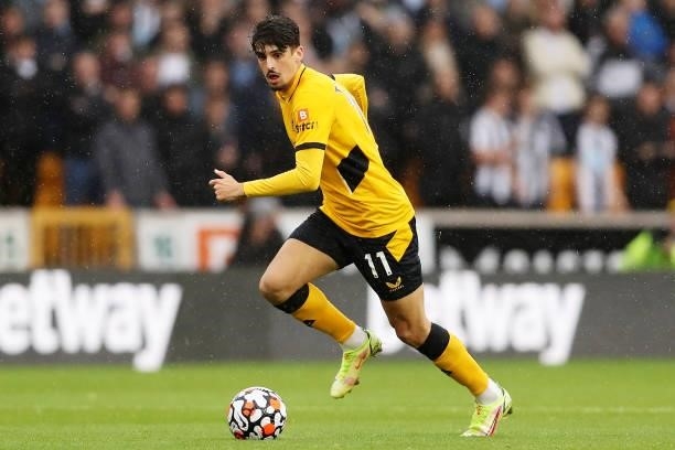 Francisco Trincao of Wolverhampton Wanderers runs with the ball during the Premier League match between Wolverhampton Wanderers and Newcastle United...