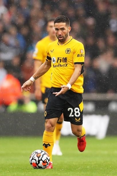 Joao Moutinho of Wolverhampton Wanderers runs with the ball during the Premier League match between Wolverhampton Wanderers and Newcastle United at...