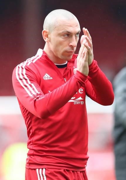 Ex Celtic player, Scott Brown of Aberdeen is seen during the Ladbrokes Scottish Premiership match between Aberdeen and Celtic at Pittodrie Stadium on...
