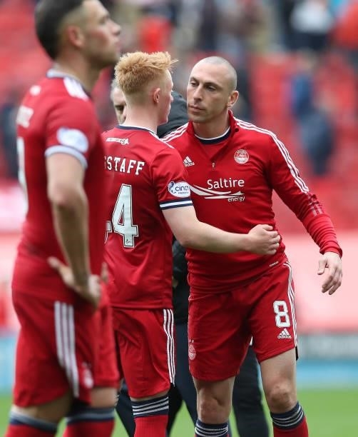 Ex Celtic player, Scott Brown of Aberdeen is seen during the Ladbrokes Scottish Premiership match between Aberdeen and Celtic at Pittodrie Stadium on...