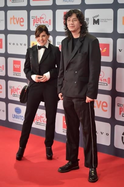 Barbara Paz and Leonardo Chagas attends to Red Carpet of Platino Awards 2021 on October 03, 2021 in Madrid, Spain.