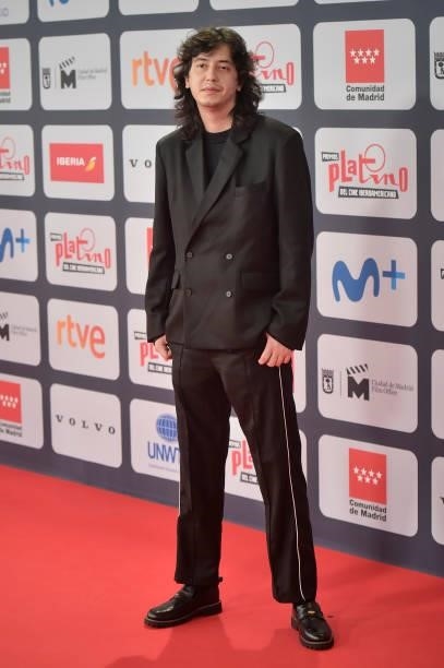 Leonardo Chagas attends to Red Carpet of Platino Awards 2021 on October 03, 2021 in Madrid, Spain.