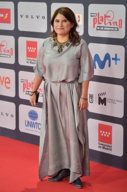 Melina Leon attends to Red Carpet of Platino Awards 2021 on October 03, 2021 in Madrid, Spain.