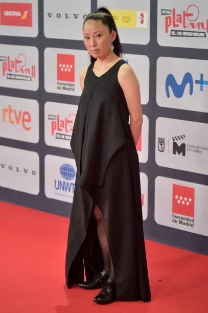 Pauchi Sasaki attends to Red Carpet of Platino Awards 2021 on October 03, 2021 in Madrid, Spain.