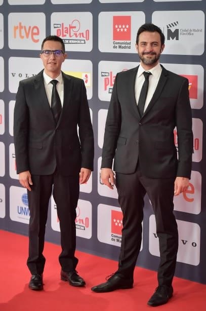 Mike Uriegas and Eduardo Jimenez Ahuactzin attends to Red Carpet of Platino Awards 2021 on October 03, 2021 in Madrid, Spain.