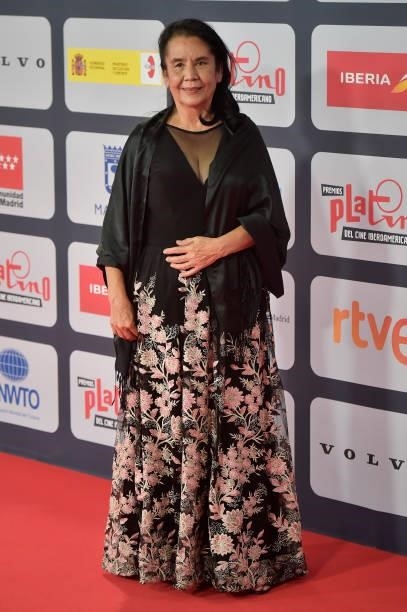 Marina de Jesus Peralta attends to Red Carpet of Platino Awards 2021 on October 03, 2021 in Madrid, Spain.