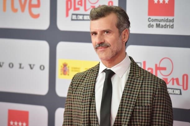 Juan Pablo Olyslager attends to Red Carpet of Platino Awards 2021 on October 03, 2021 in Madrid, Spain.