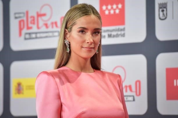 Maria Pombo attends to Red Carpet of Platino Awards 2021 on October 03, 2021 in Madrid, Spain.