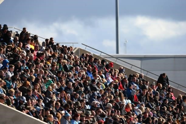 Supporters of Manchester City Women watch during the Barclays FA Women's Super League match between Manchester City Women and West Ham United Women...