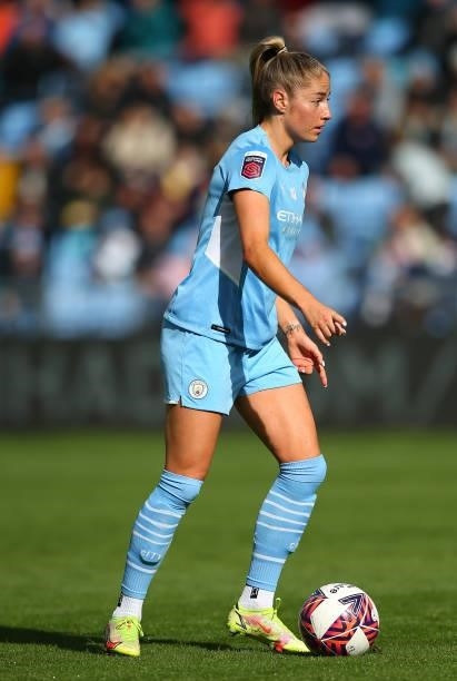 Janine Beckie of Manchester City Women during the Barclays FA Women's Super League match between Manchester City Women and West Ham United Women at...